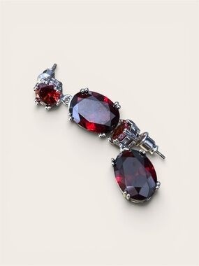 Elegant Red Garnet Drop Earrings in Silver